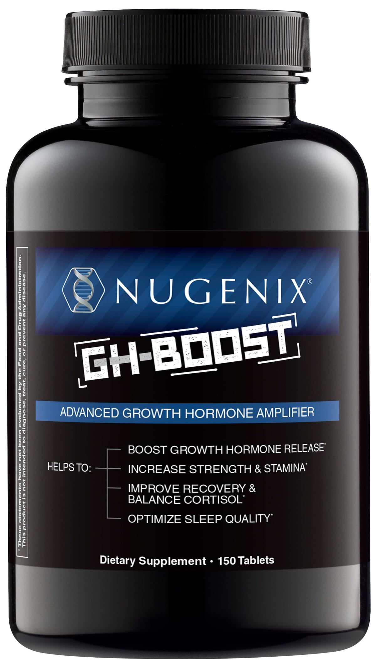 Nugenix GH-Boost bottle on a nightstand promoting restful sleep support