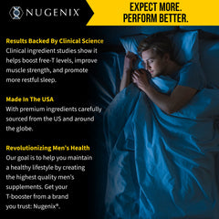 Dimly lit bedroom scene with Nugenix PM ZMA for nighttime recovery