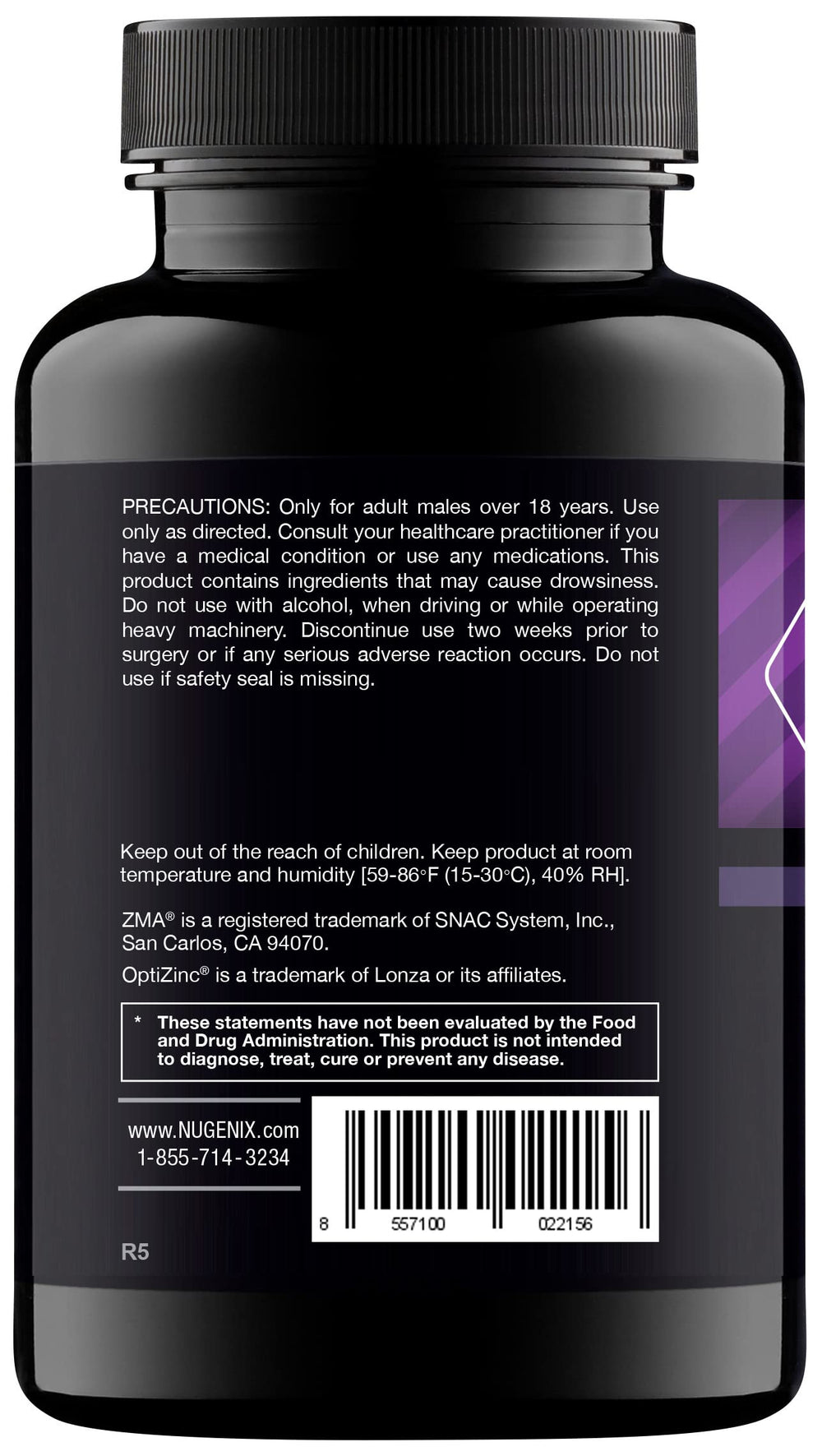 Nugenix PM ZMA bottle beside a glass of water for bedtime routine