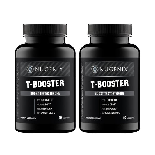 Nugenix T Booster bottle front showing daily energy support.