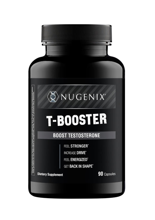 Nugenix T Booster bottle front view with 90-count capsules for daily energy