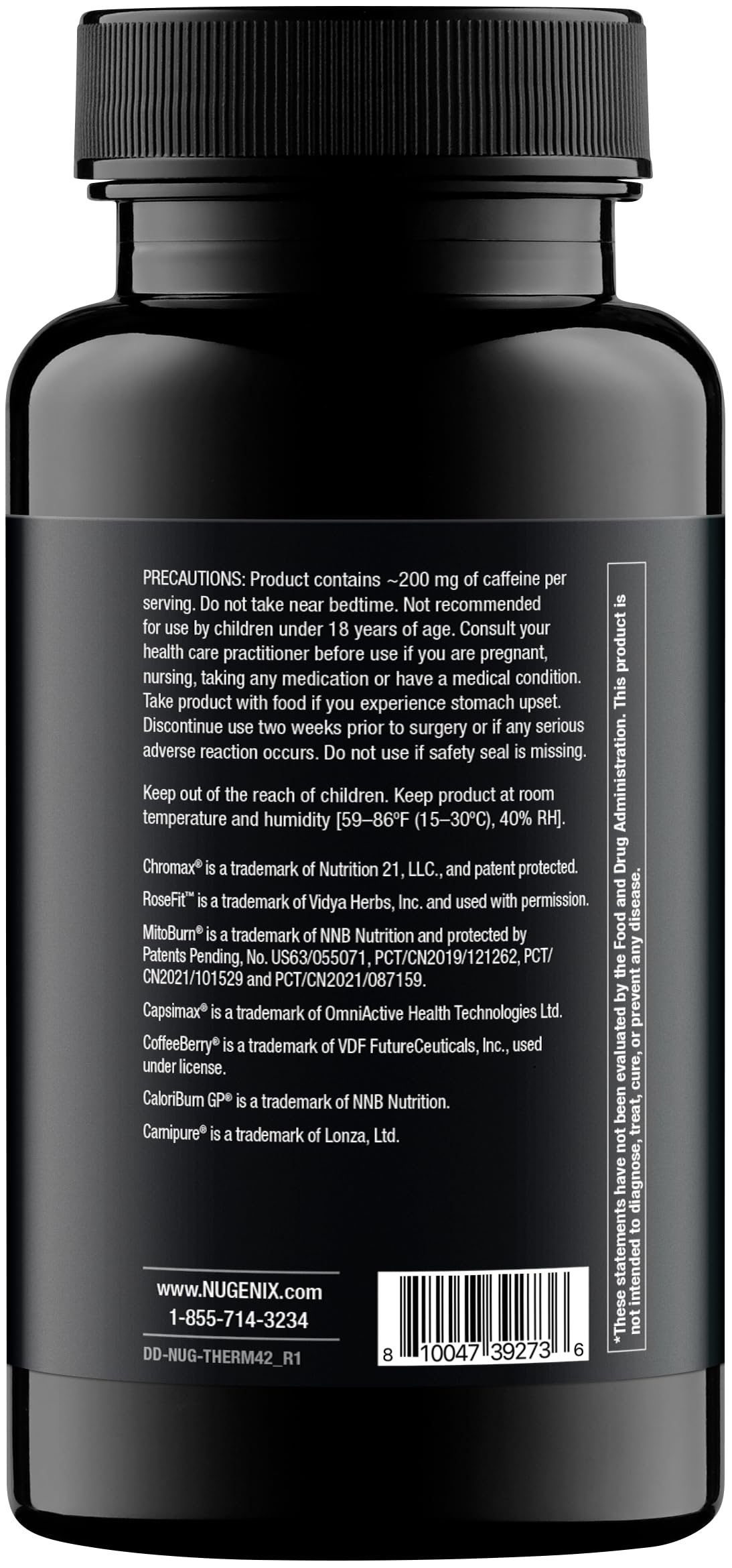 Nugenix Thermo-X 42-count bottle beside water for daily energy.