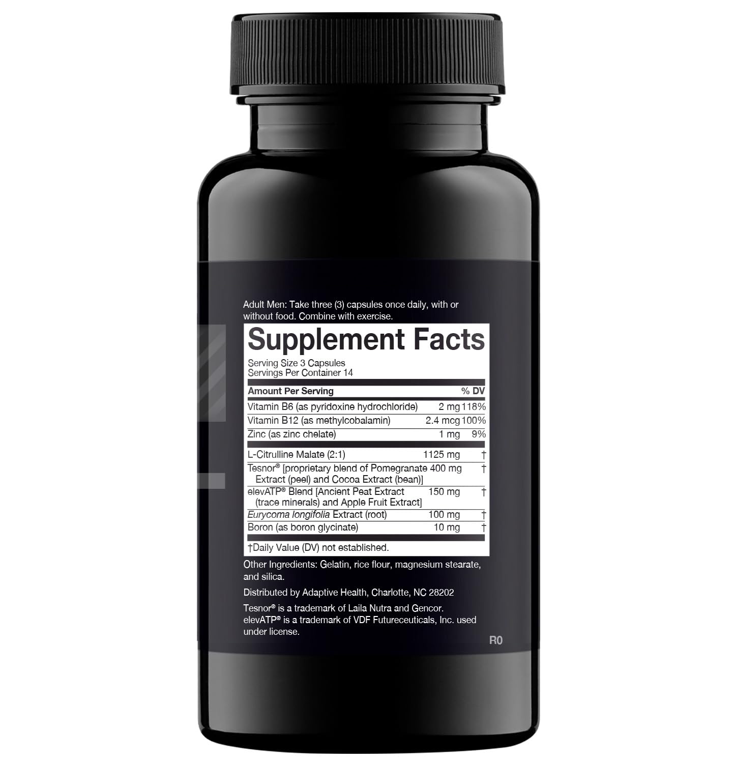 Nugenix Total-T bottle back label detailing ingredients and usage options