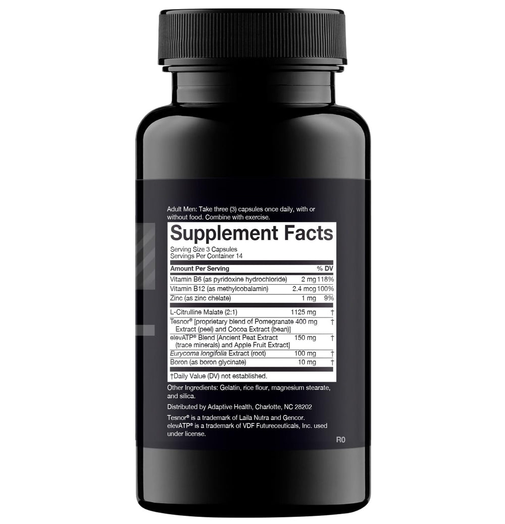 Nugenix Total-T bottle back label detailing ingredients and usage options