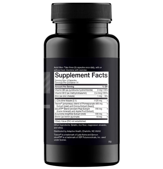 Nugenix Total-T bottle back label detailing ingredients and usage options