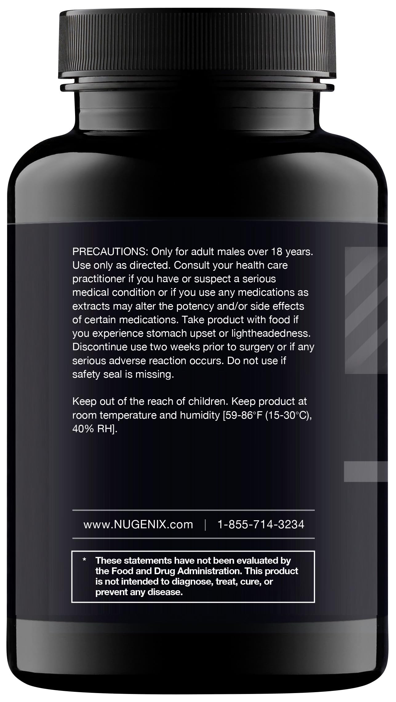 Nugenix Total-T label back, highlighting Tesnor, elevATP, boron.