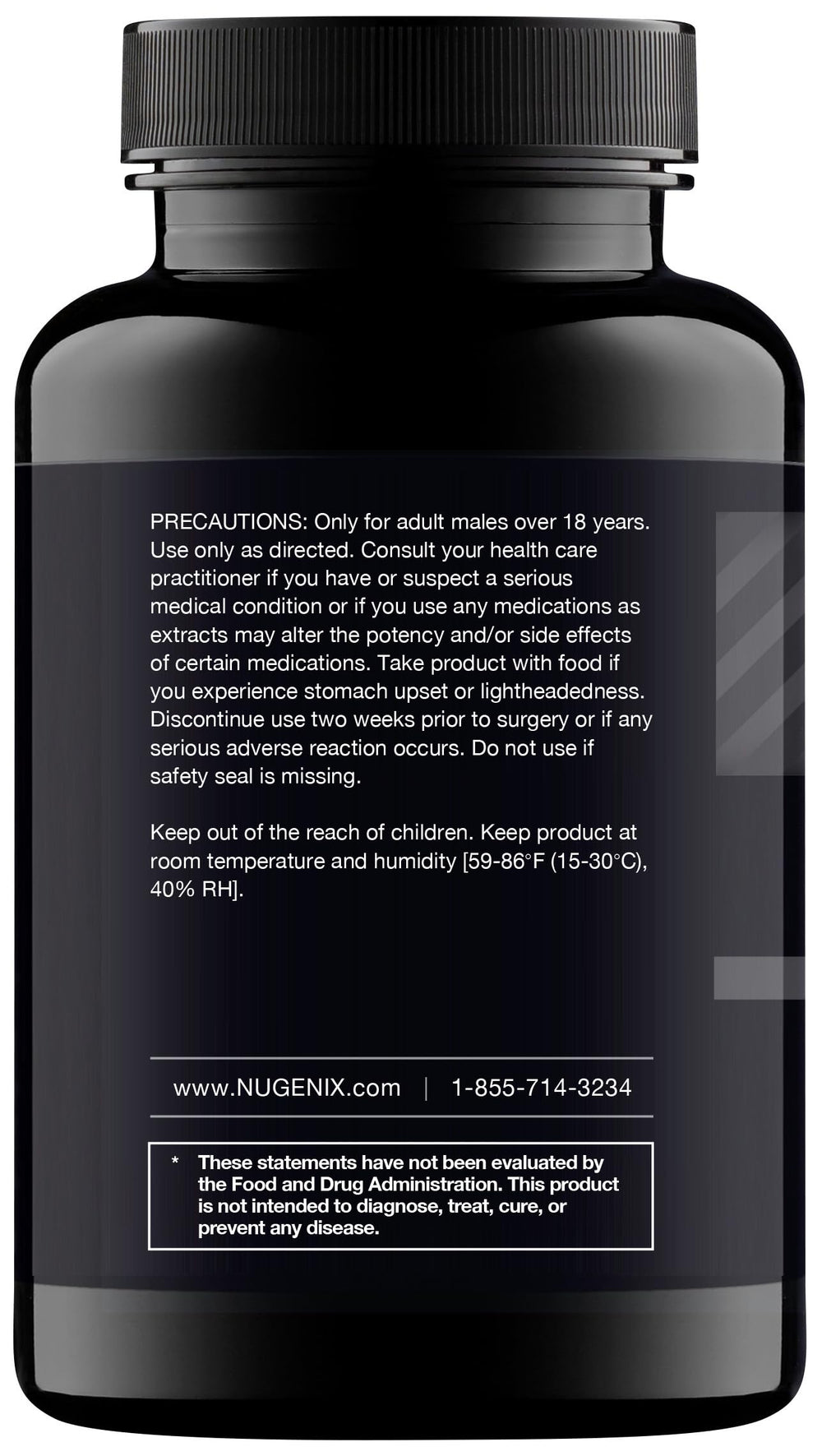 Nugenix Total-T label back, highlighting Tesnor, elevATP, boron.