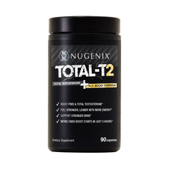 Nugenix Total-T2 bottle front view for daily energy and performance support.