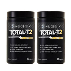 Nugenix Total-T2 bottle pour demonstrates easy daily use for potential performance support.