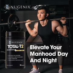 Nugenix Total-T2 energy-boost image hints at fast hours response for workouts.