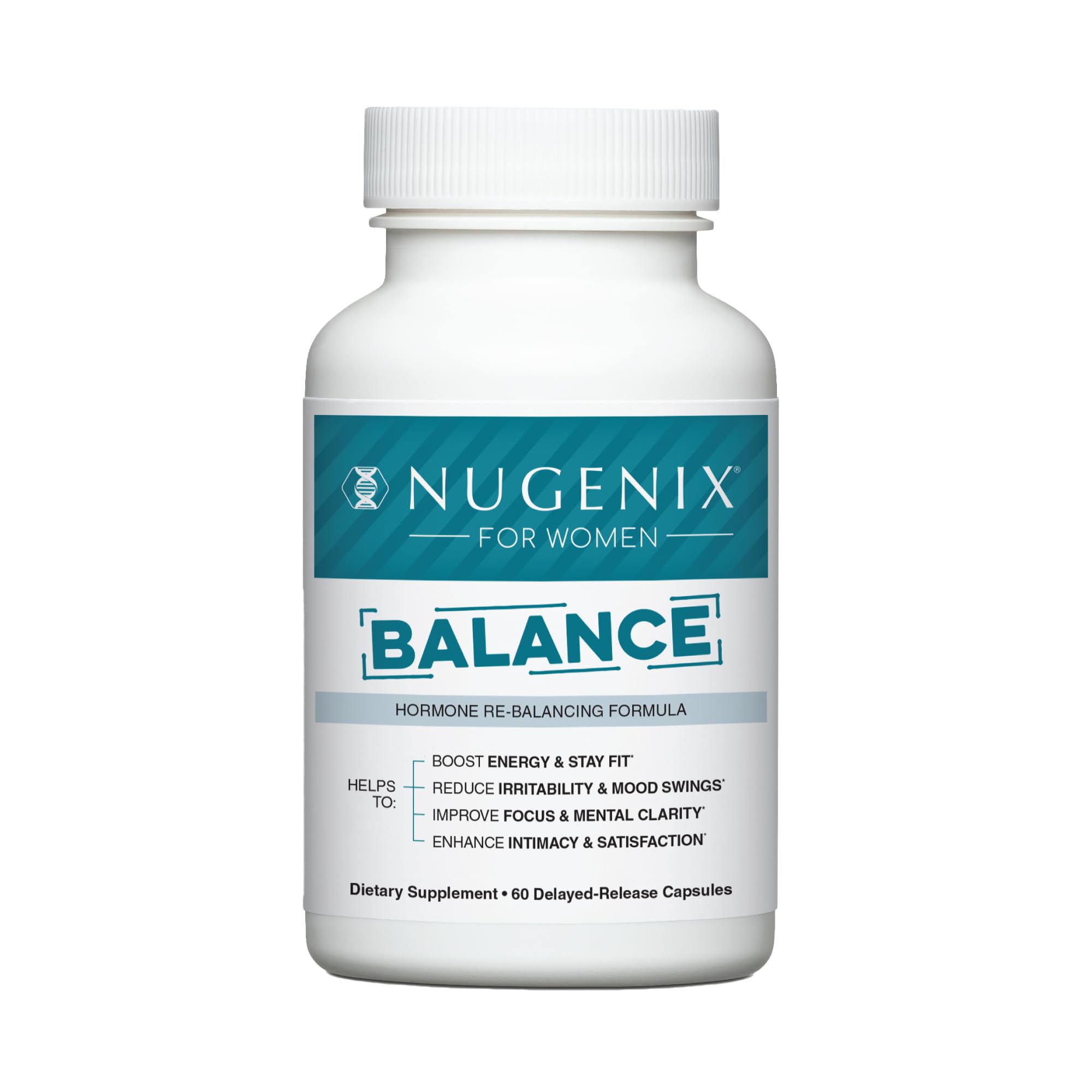 Nugenix Women Balance bottle front with capsules for energy and balance