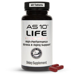 Nugevity AS10 Life bottle with capsules for daily immune support.