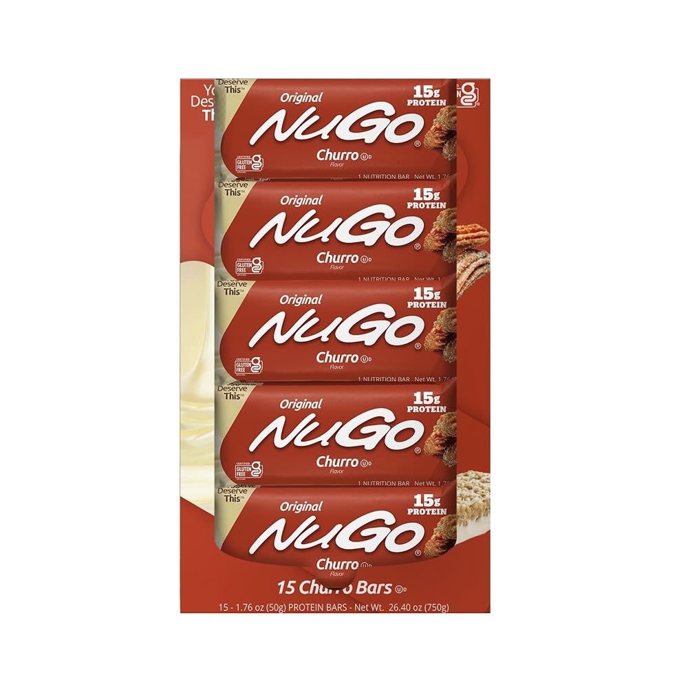 NuGo Churro bar Non-GMO ingredients badge signals trusted sourcing