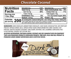 NuGo Dark Chocolate Coconut bar on the go, convenient protein snack