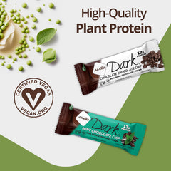 NuGo Dark gluten-free label, visible certification for gluten-free snacking.