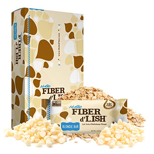 NuGo Fiber d'Lish Blondie label close-up highlighting ingredients and non-GMO promise