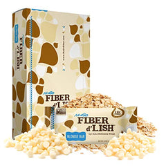 NuGo Fiber d'Lish Blondie label close-up highlighting ingredients and non-GMO promise