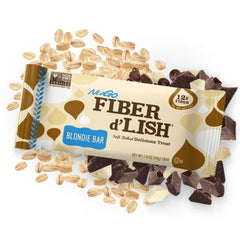 Blondie bar with visible nuts and fruit hints at satisfying snack