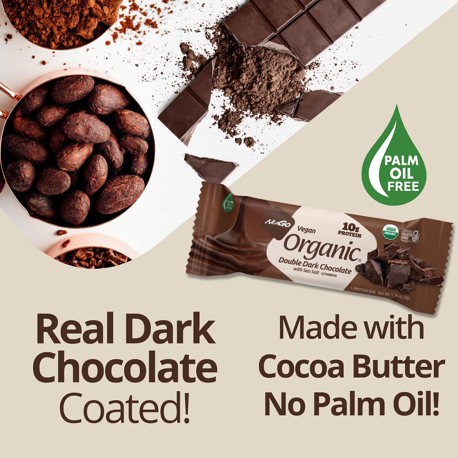 Ingredient visual of NuGo Organic highlights organic plant proteins.