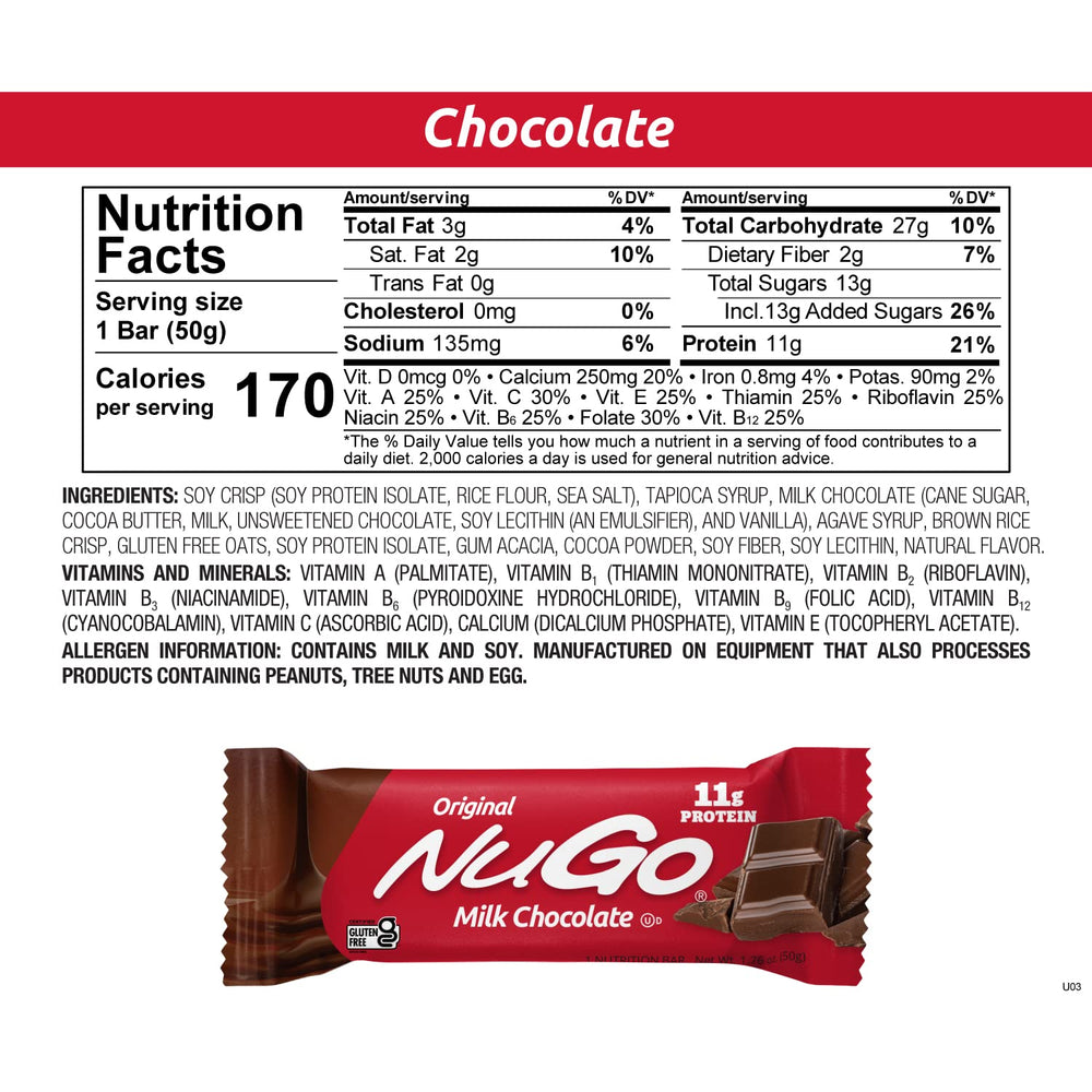 NuGo bars packed in a lunchbox for on-the-go snacking.