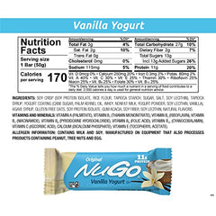 NuGo Original 11g protein label close-up emphasizing a satisfying, nutritious treat