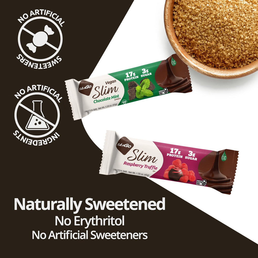 Nutrition panel on NuGo Slim bar showing high protein content