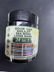 Nukupuns Soursop Capsules label on bottle highlighting natural ingredients.