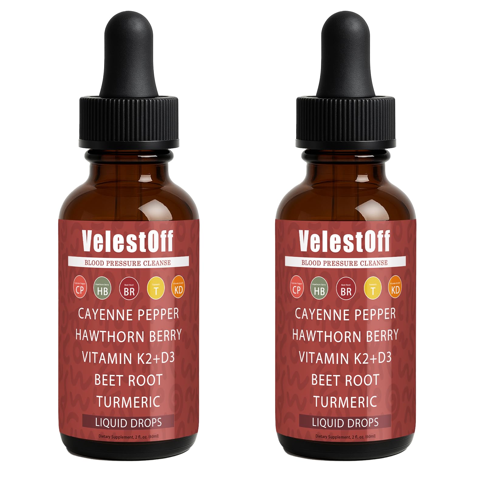 Nukupuns Velestoff Cayenne Drops bottle highlighting cayenne for natural vitality and circulation support.