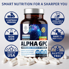 Gluten-free and soy-free Number One Nutrition Alpha GPC capsules for easy daily inclusion.