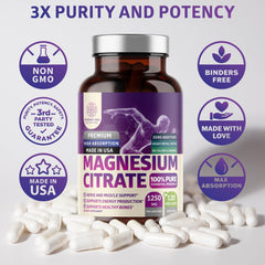 Number One Nutrition Magnesium Citrate bottle top view indicates secure seal