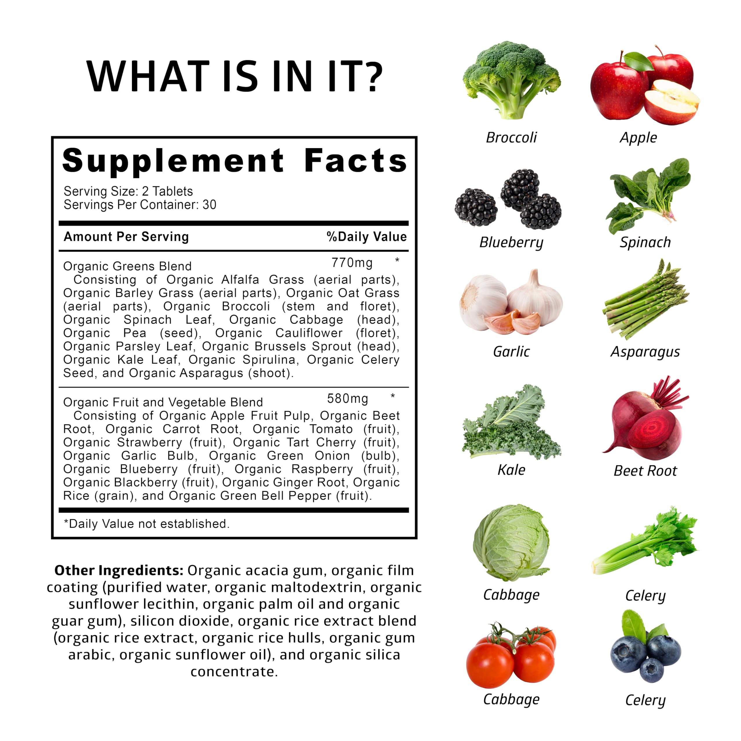 Number One Nutrition N1N greens blend ingredients panel with 28 ingredients for immune-friendly nutrition