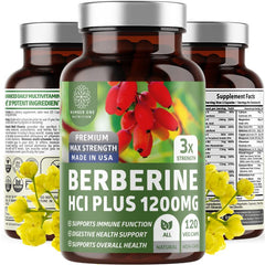Number One Nutrition N1N Premium Berberine Plus bottle highlighting 1200mg potency for daily use