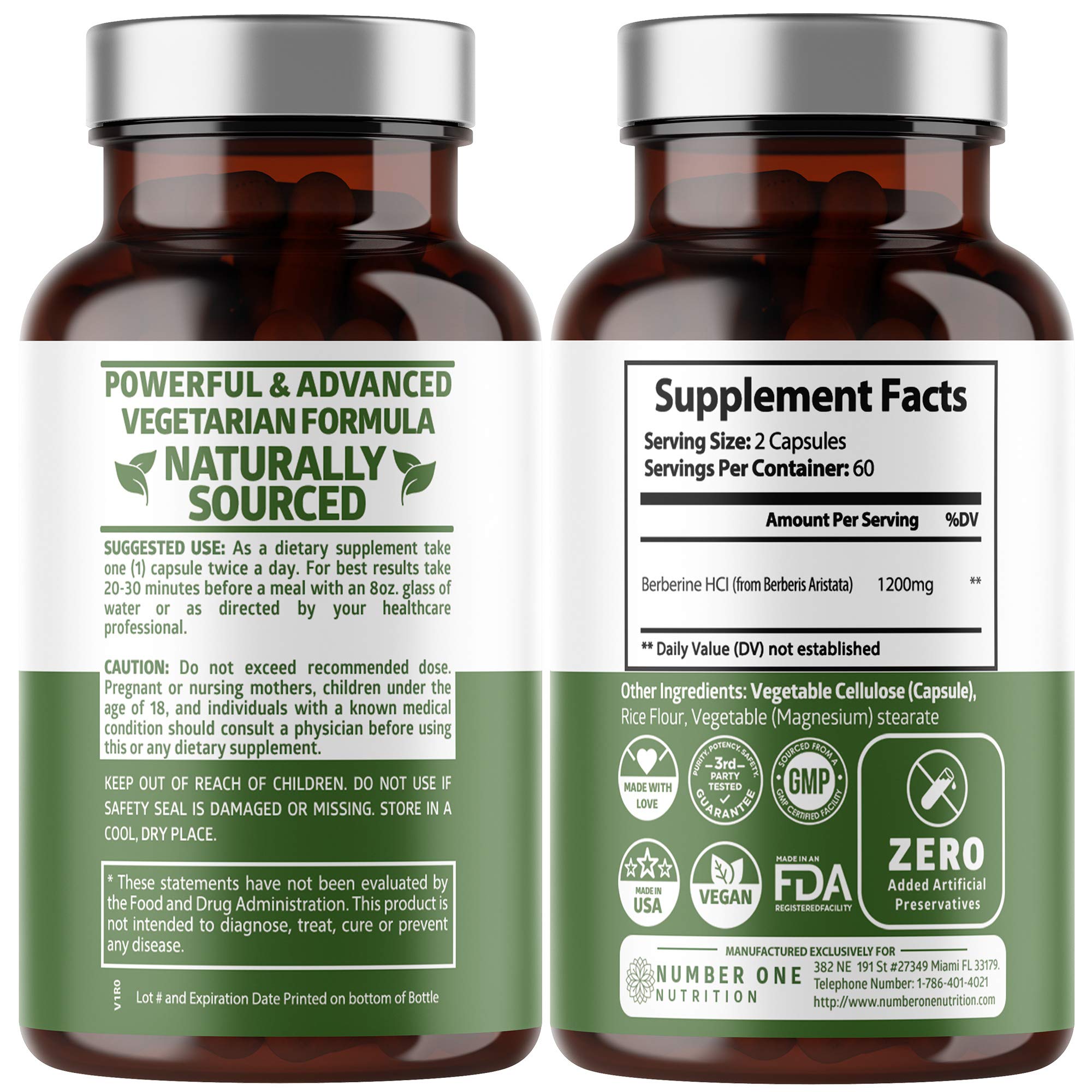 Number One Nutrition Berberine Plus capsules ready for daily use