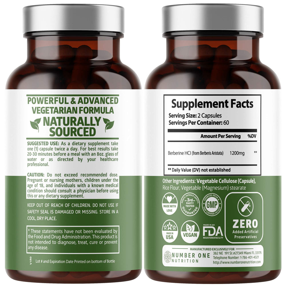 Number One Nutrition Berberine Plus capsules ready for daily use
