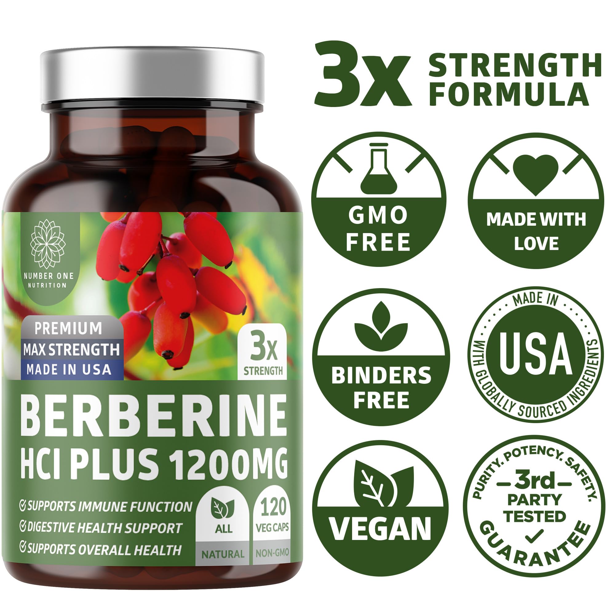Number One Nutrition Berberine Plus with a balanced meal scene for digestion
