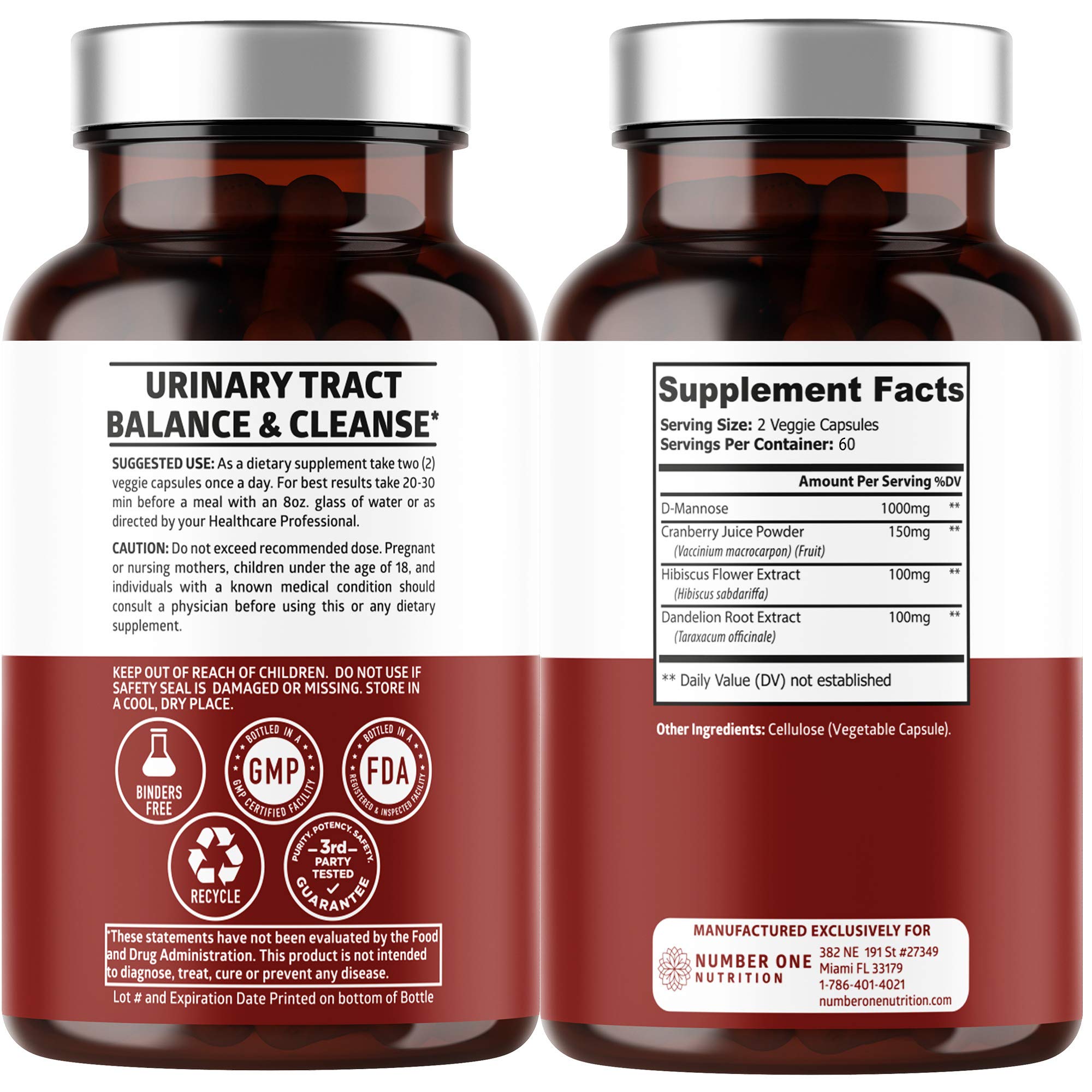 Closeup of Number One Nutrition D-Mannose capsules for easy daily supplementation.