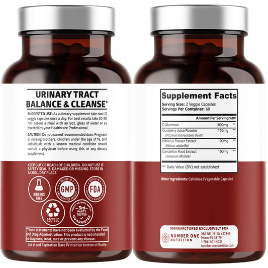 Closeup of Number One Nutrition D-Mannose capsules for easy daily supplementation.