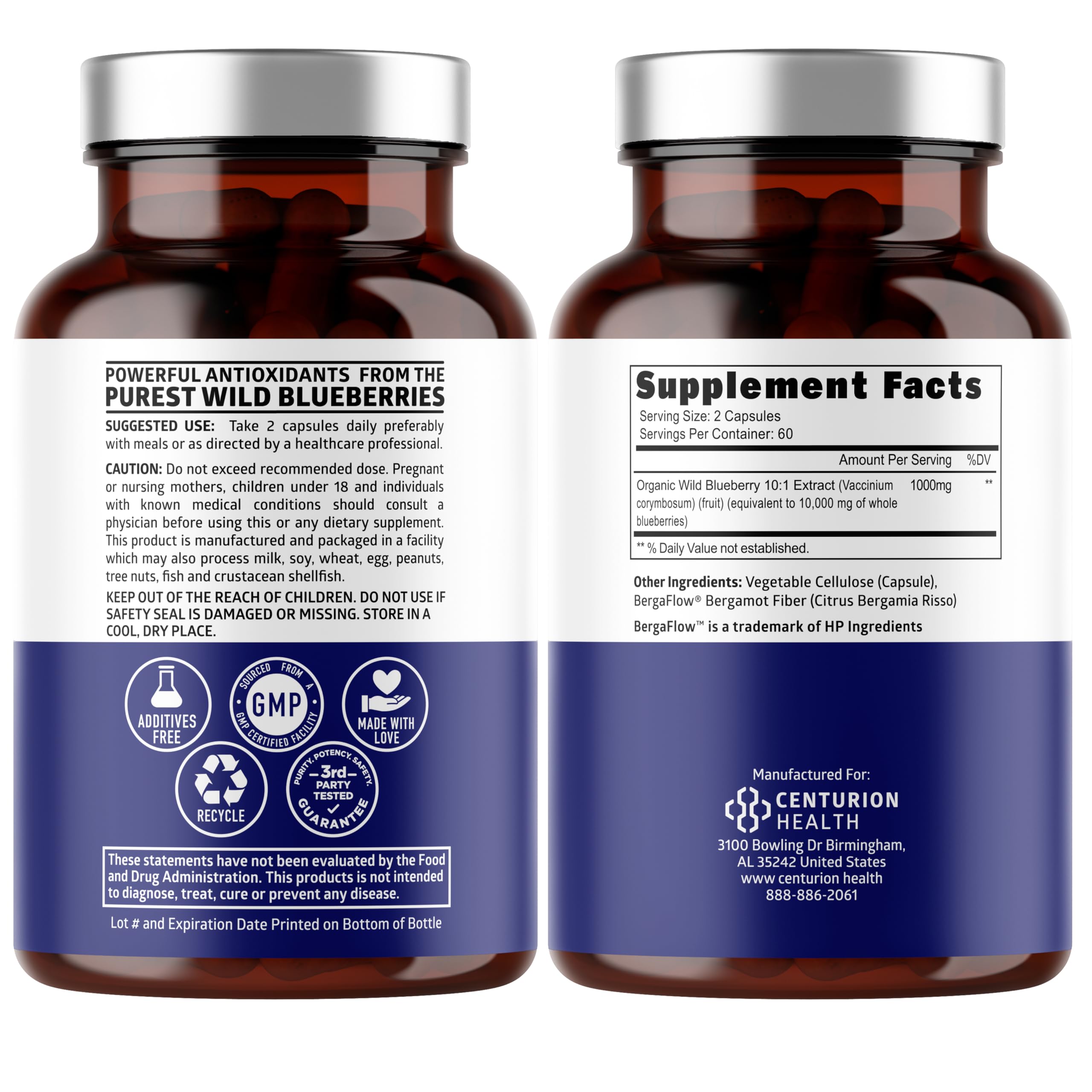 Number One Nutrition wild blueberry extract capsules ready for vegan daily use