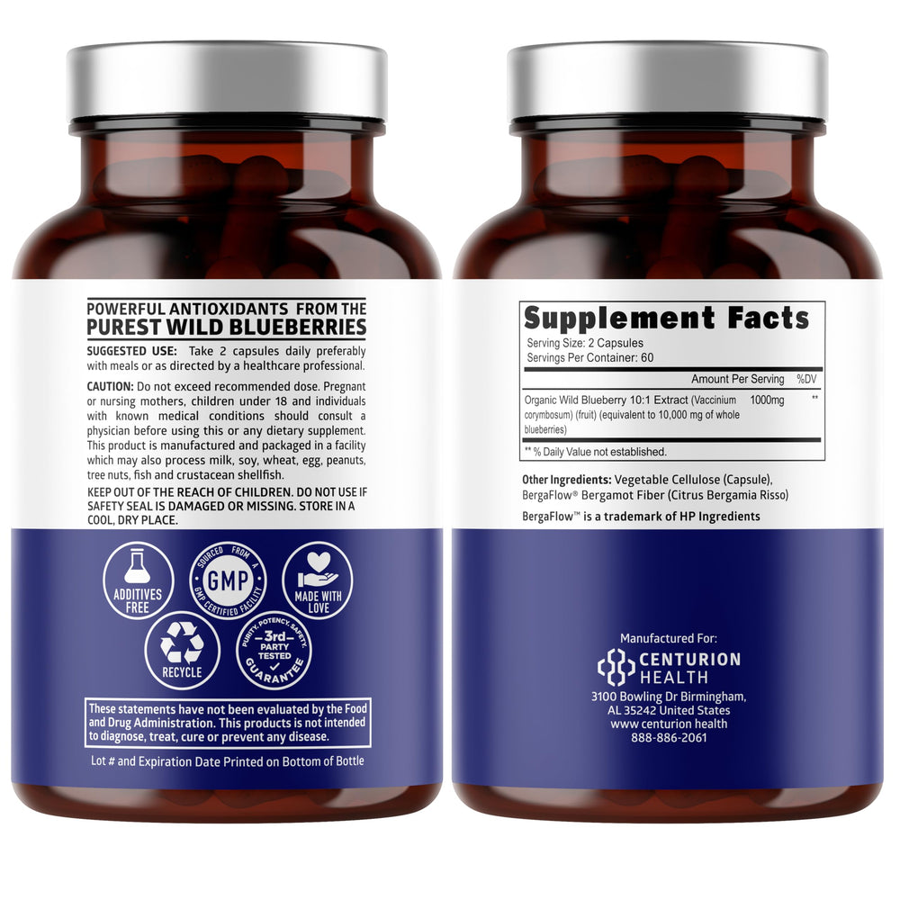 Number One Nutrition wild blueberry extract capsules ready for vegan daily use