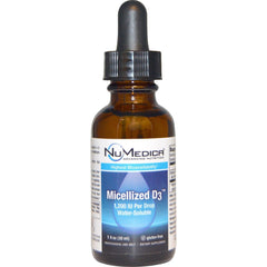 NuMedica Micellized D3 1200 bottle with smooth liquid for easy daily dosing.