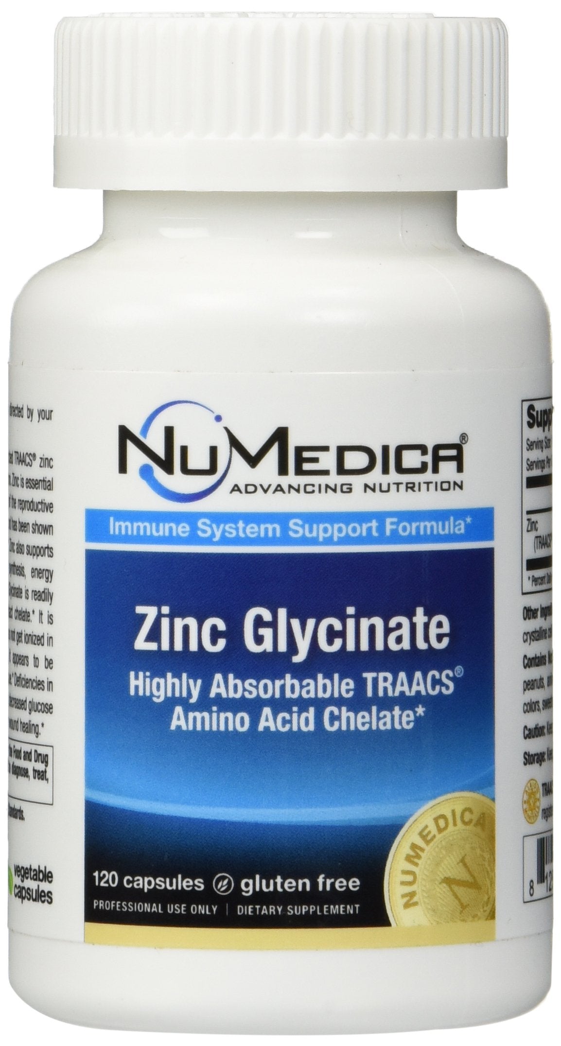 NuMedica Zinc Glycinate 20mg bottle for easy daily use and high absorption.