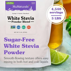 NuNaturals White Stevia Powder dissolves quickly in tea and coffee