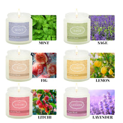Nuo Cai Duo mint candle jar provides a refreshing scent for focus.