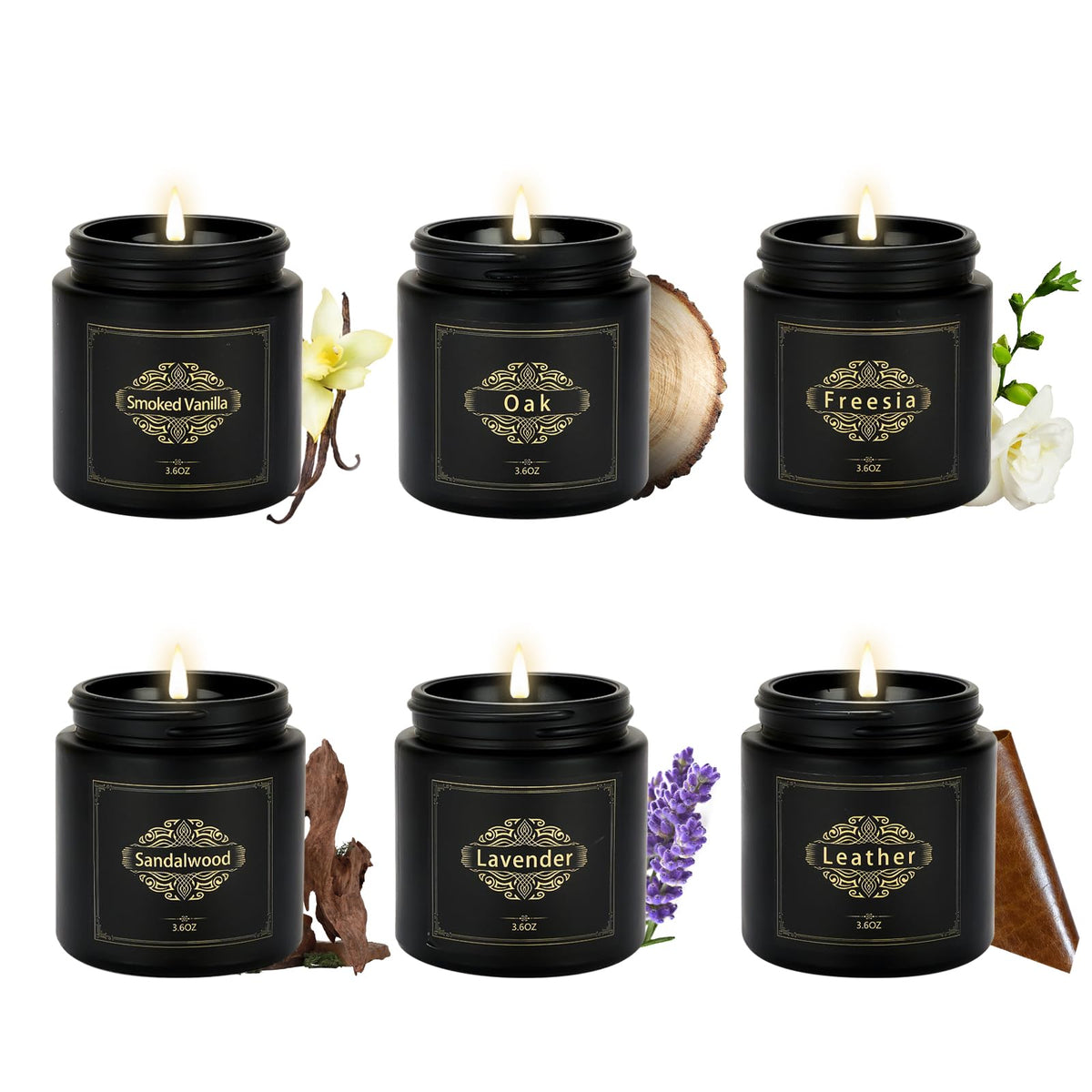 Nuo Cai Duo scented candles 6-pack front view for a refined masculine space