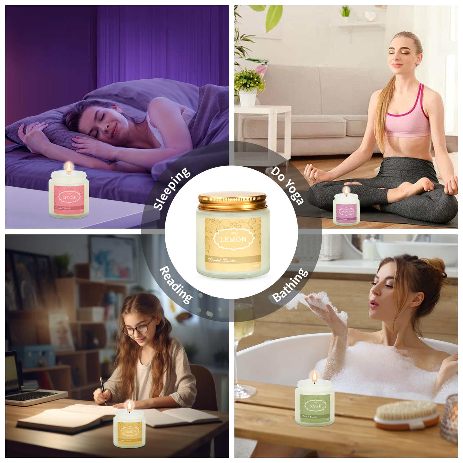 Nuo Cai Duo soy wax candles ensure a clean burn and long aroma.