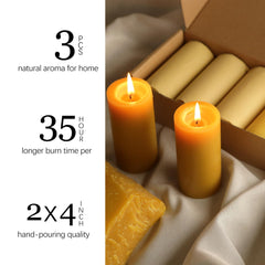 NUOREEL 3-pack beeswax candles enhances home decor and ambiance.