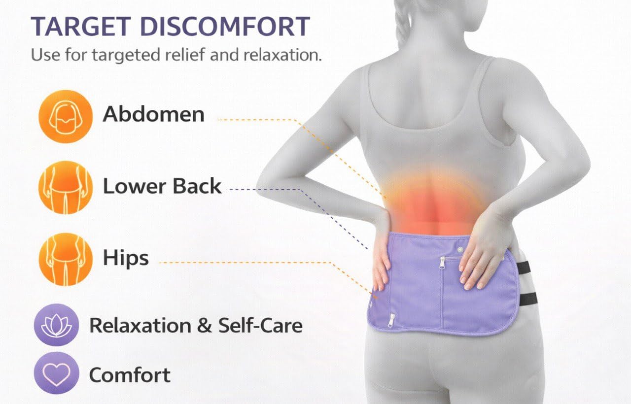 Two adjustable straps secure the wrap around the abdomen for a comfortable fit.