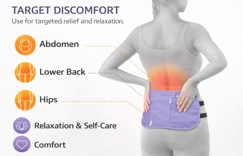 Two adjustable straps secure the wrap around the abdomen for a comfortable fit.