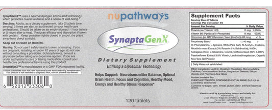 NuPathways SynaptaGenX tablets arranged for a calm daily routine