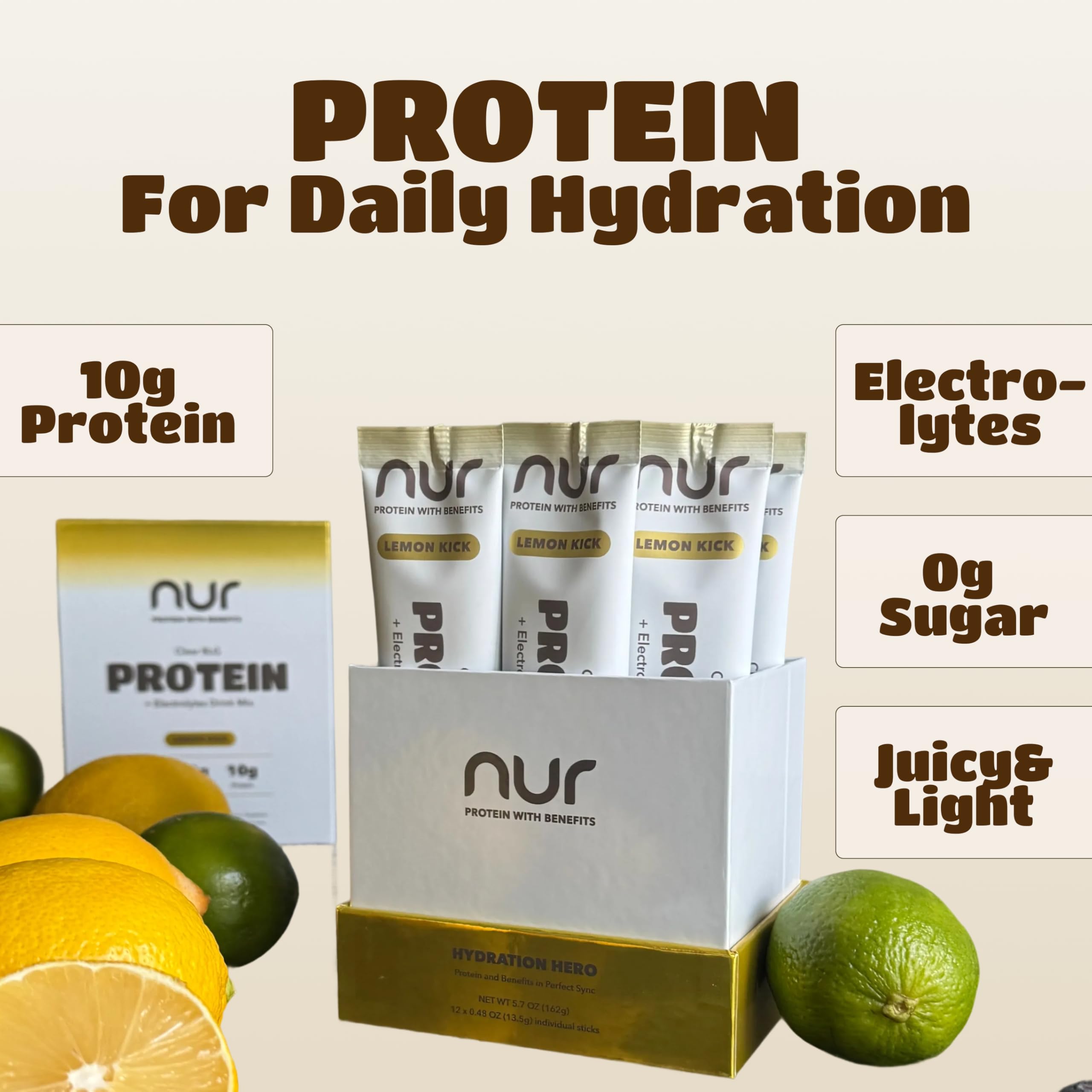 Nur Clear Whey Stick dissolving in water for easy on-the-go protein and electrolytes
